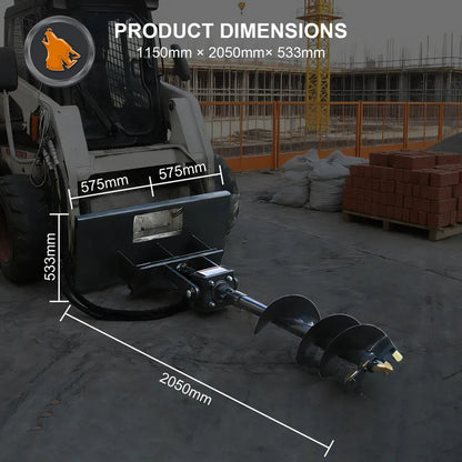 skid steer auger drive & bit size view