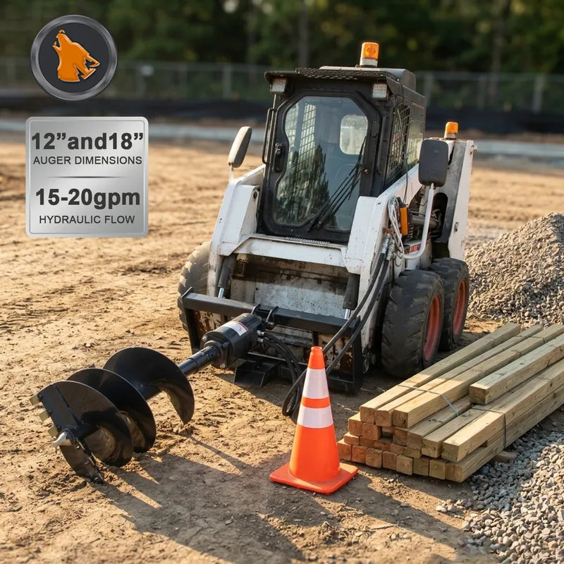 skid steer auger drive & bit overall view
