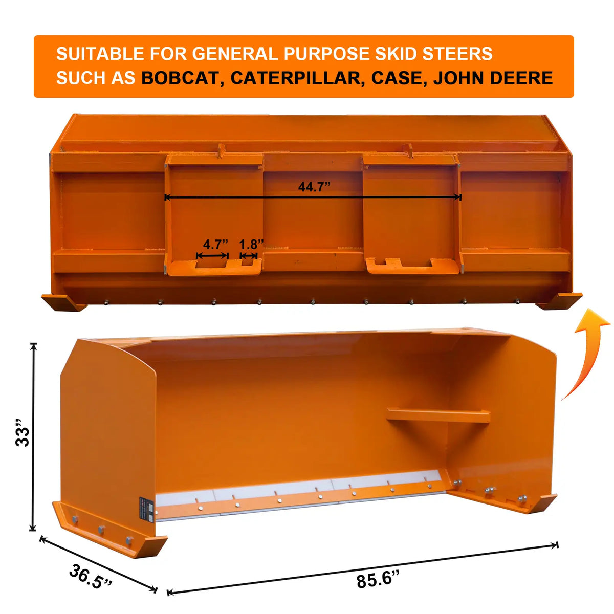 skid steer snow pusher size