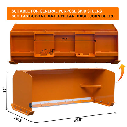 skid steer snow pusher size